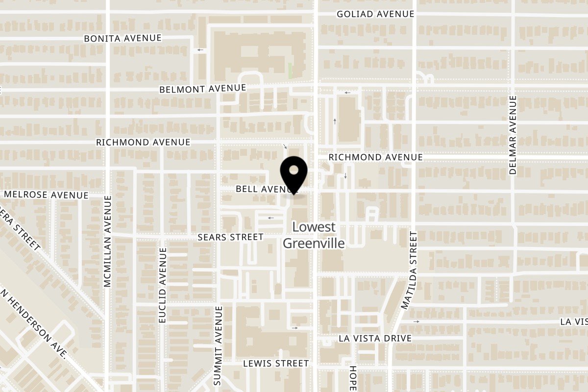 Map showing the location of HINODEYA Ramen & Bar Greenville on 2023 Greenville Ave in Dallas