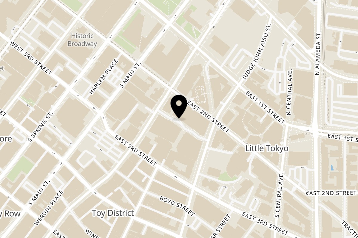 Map showing the location of HINODEYA Ramen & Bar DTLA Little Tokyo on 232 E 2nd St in Los Angeles