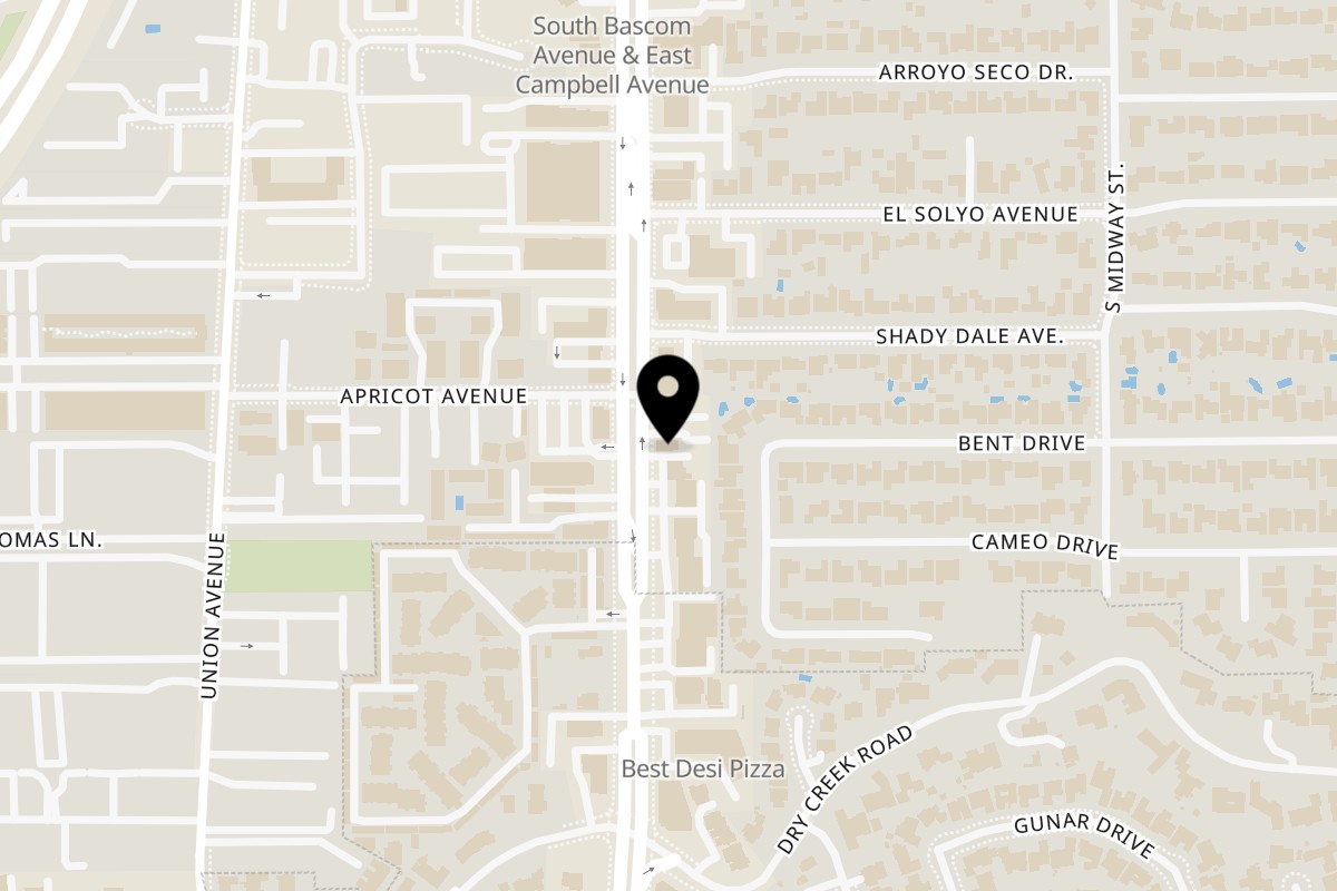 Map showing the location of HINODEYA Ramen & Bar Campbell Town on 2210 S Bascom Ave in Campbell